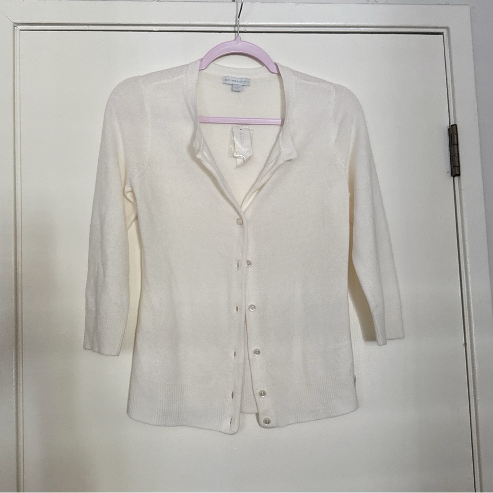 NWT New York & Company Cream Button Down Cardigan